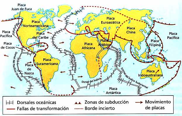 Mapa de placas tectónicas